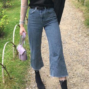 Topshop Cropped Wide Leg Jeans (28 x 32)